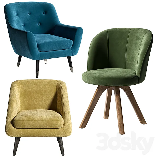 Set of armchairs 3ds Max