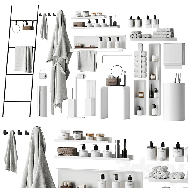 Set of bathroom accessories and decor 2 3ds Max