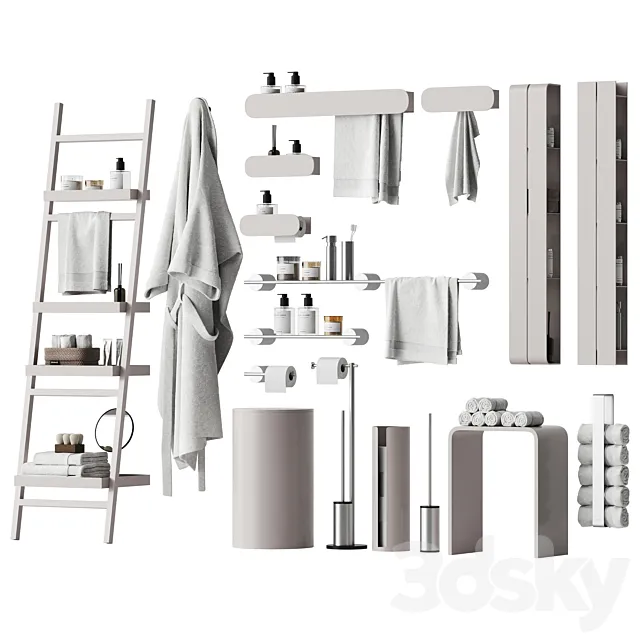 Set of bathroom accessories and decor 3 3ds Max