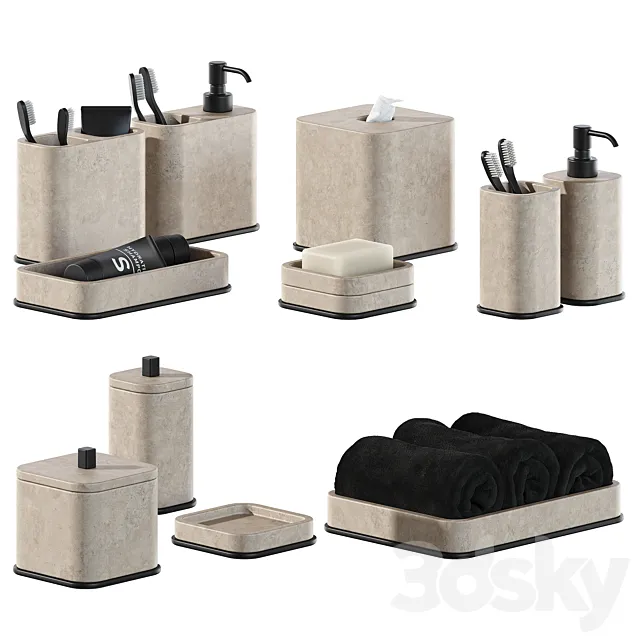 Set of bathroom accessories Giobagnara POLO BEIGE MARBLE BATHROOM SET 3dsMax Model