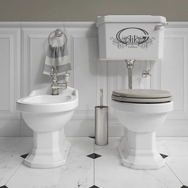 Set of bathroom furniture Gaia # 2: bidet and toilet bowl 3ds Max