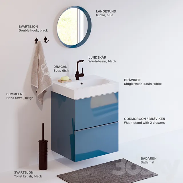 Set of bathroom furniture IKEA 3DSMax File