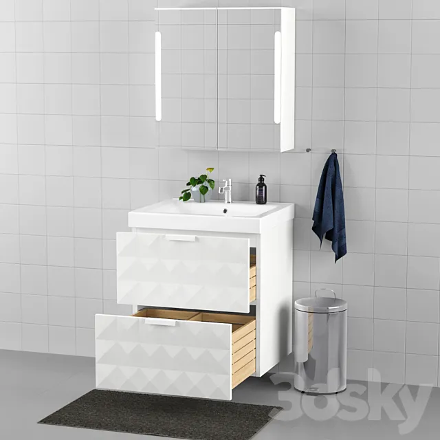 Set of bathroom furniture IKEA – GODMORGON _ ODENSVIK 3DS Max Model