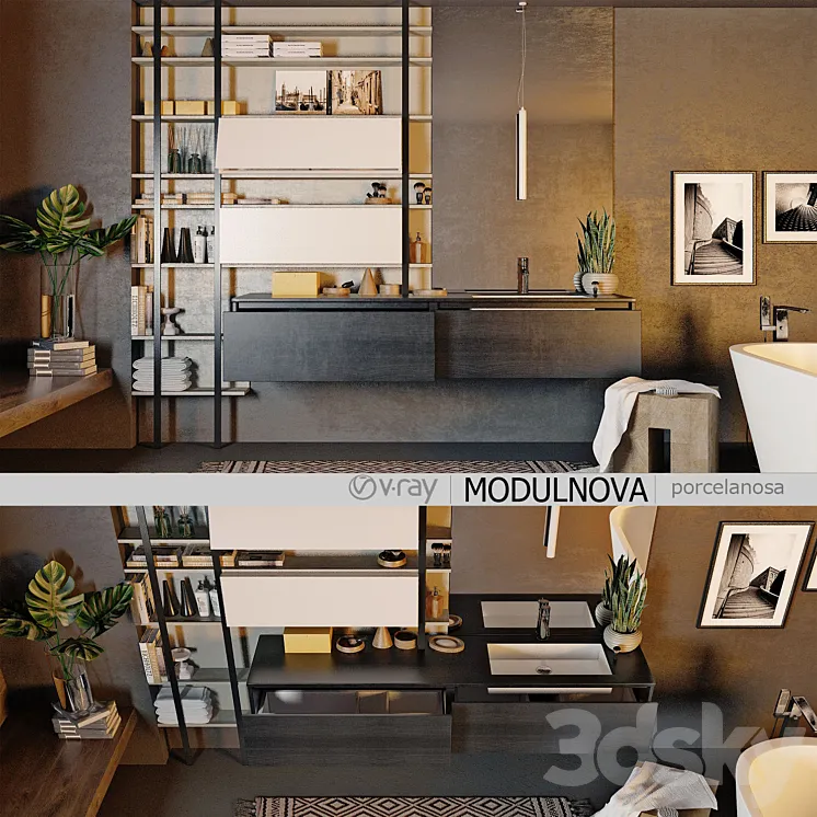 Set of bathroom furniture MODULNOVA Moon Gola 3DS Max