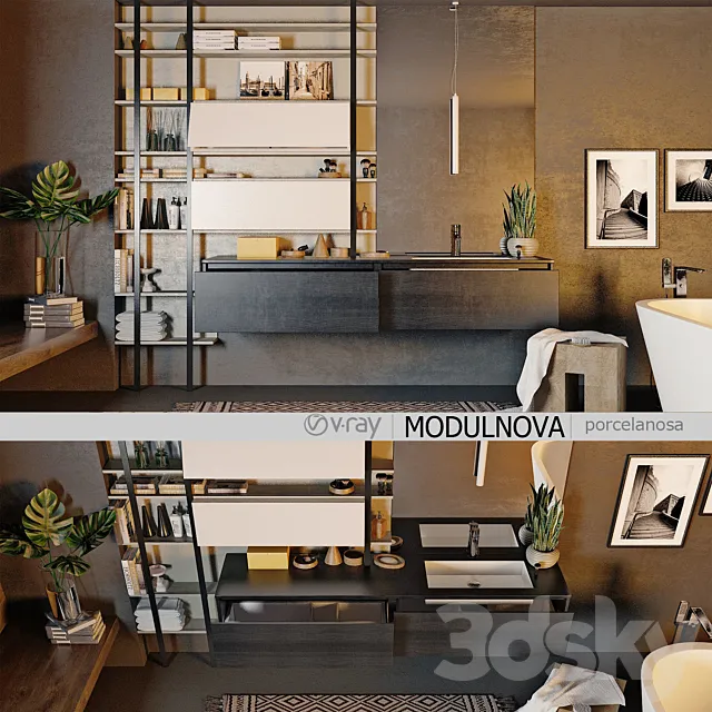 Set of bathroom furniture MODULNOVA Moon Gola 3DSMax File