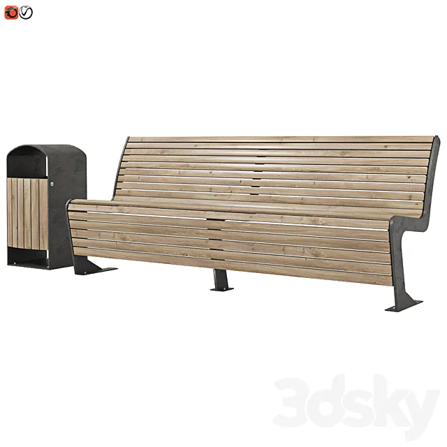 Set of Bench-urn_01 3DS Max Model