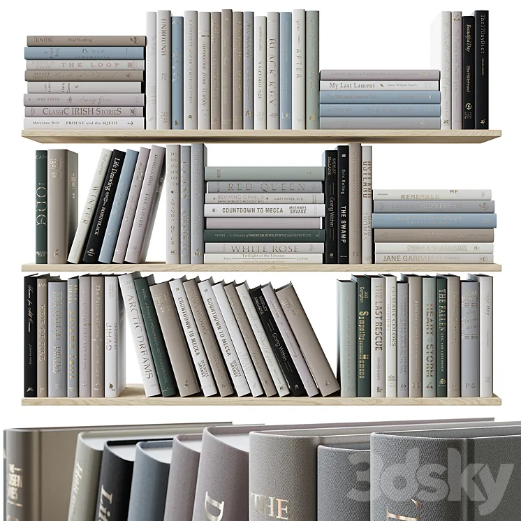 Set of books colored pastel colors 3DS Max