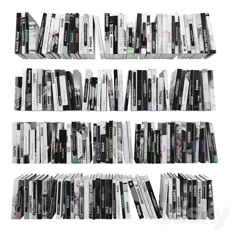 Set of books gray – 2-01 3DS Max