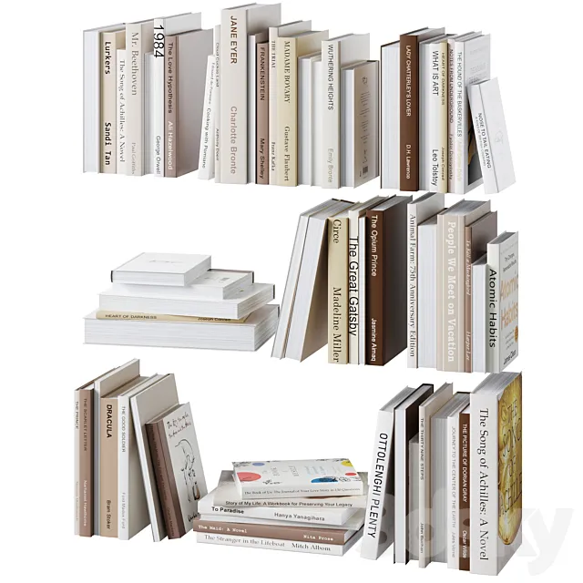 Set of books in beige colors 3DSMax File