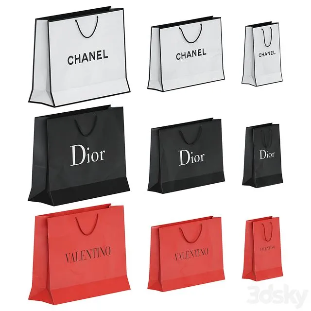 Set of Brand Shopping Bags 2 3dsMax Model