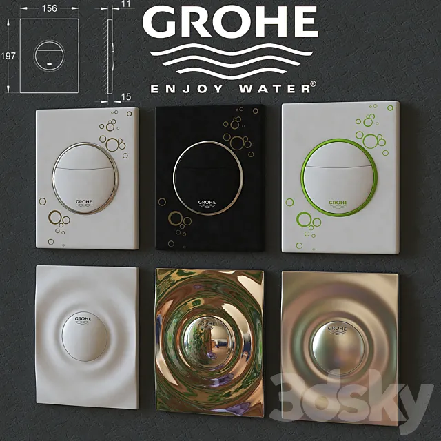 Set of buttons for installation Grohe 3DS Max Model