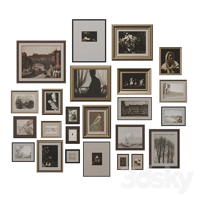 Set of classic paintings 30 3DS Max Model