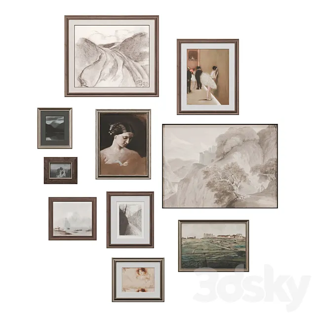 Set of classic paintings 32 3ds Max