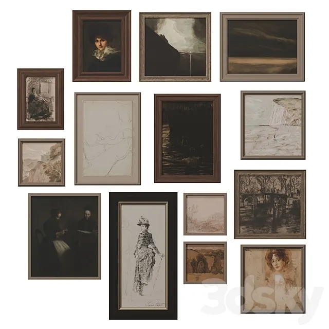 Set of classic paintings 40 3ds Max