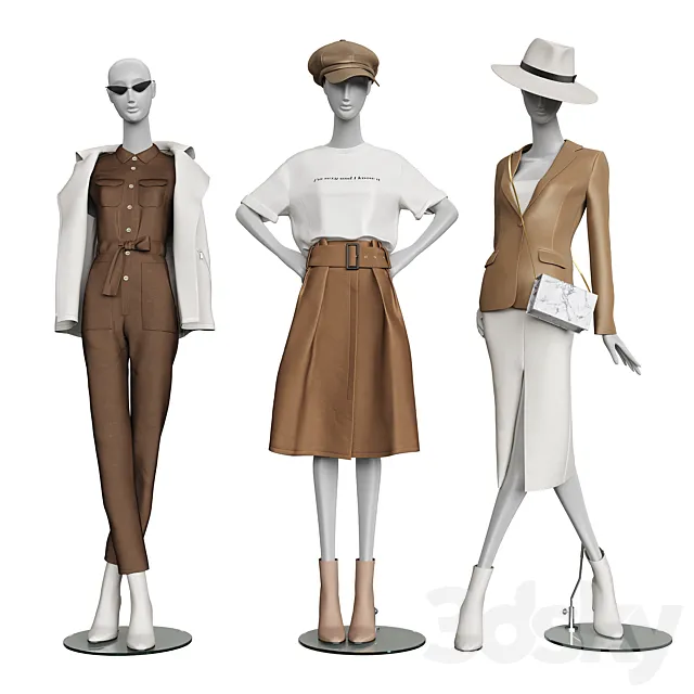 Set of classic women’s clothing on mannequins 3DS Max Model