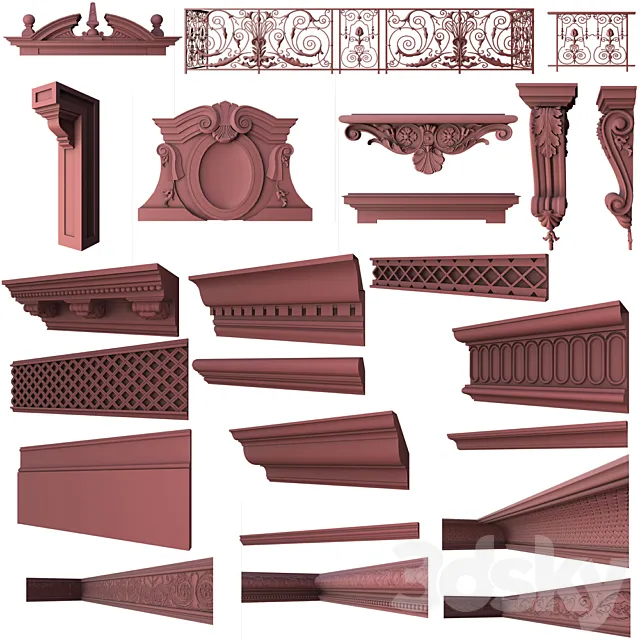 Set of classical elements 3DS Max Model