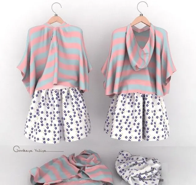 Set of clothes for girls 6-8 years 3dsMax Model