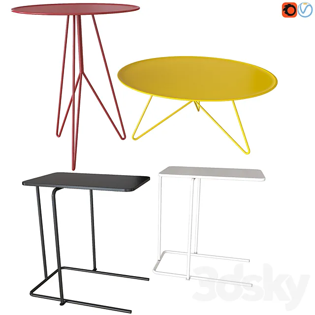 Set of coffee tables. Miniforms LINK. IKEA RIAN 3DS Max Model