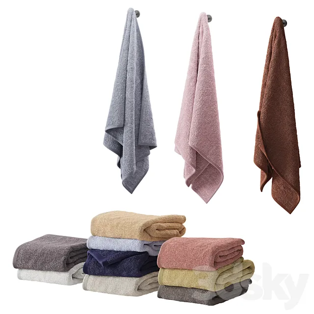 Set of colored towels 3dsMax Model