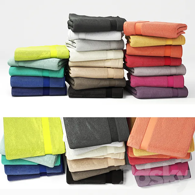 Set of colorful towels 2 3DSMax File