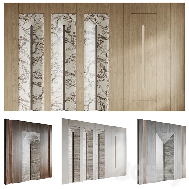Set of Cone wall panels 3ds Max