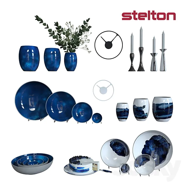 Set of cookware stelton stockholm and cake 3ds Max