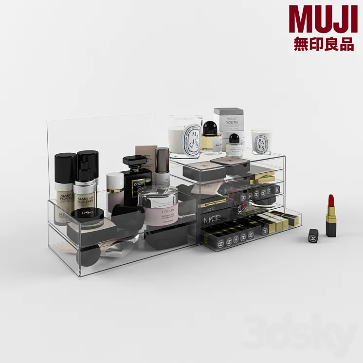 Set of cosmetics MUJI drawers 3DS Max