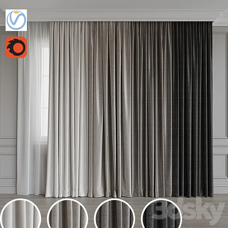 Set of curtains 105 3DS Max