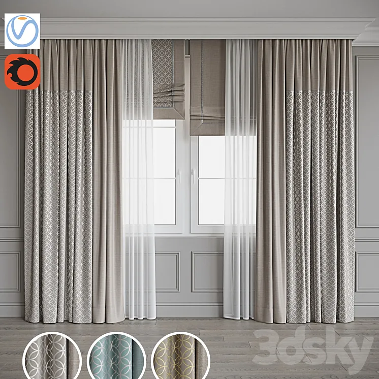 Set of curtains 106 3DS Max
