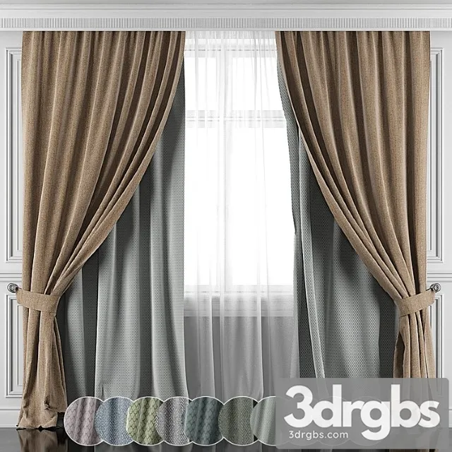 Set of Curtains 12 Pieces With Window And Moldings 396 401 3dsmax Download
