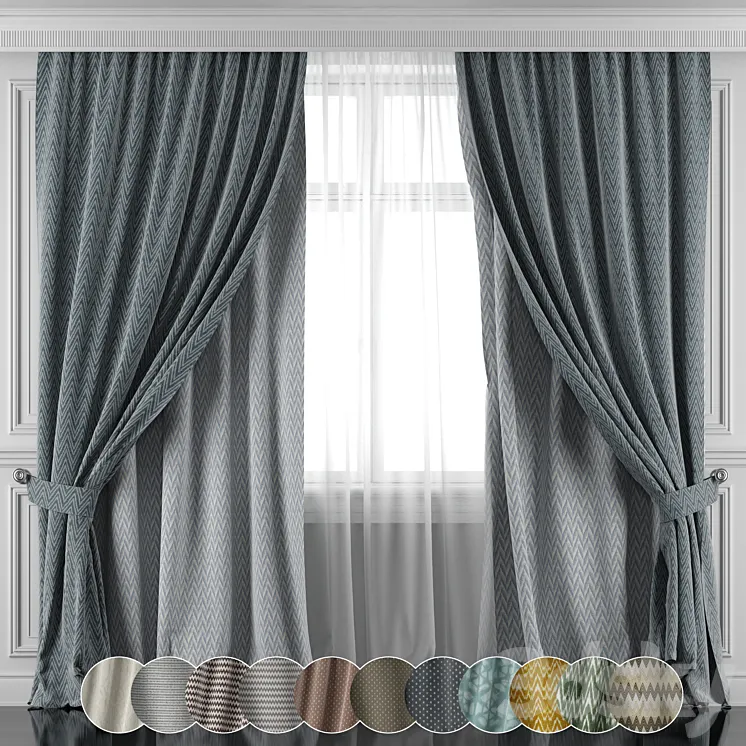 Set of curtains 450-455 3DS Max Model