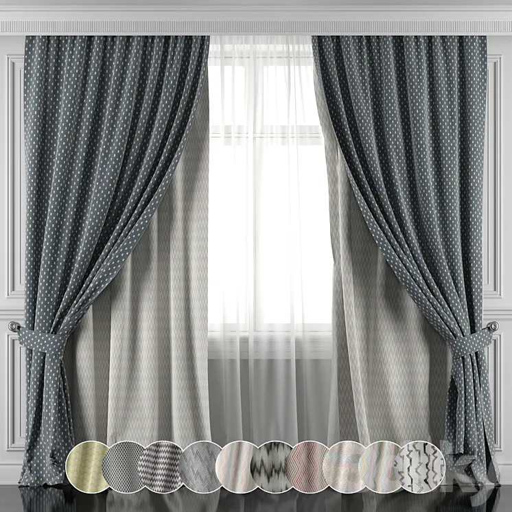 Set of curtains 456-461 3DS Max