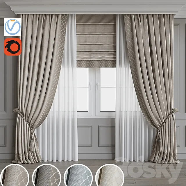 Set of curtains 64 3ds Max