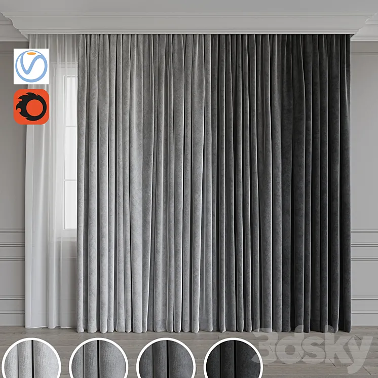 Set of curtains 65 3DS Max