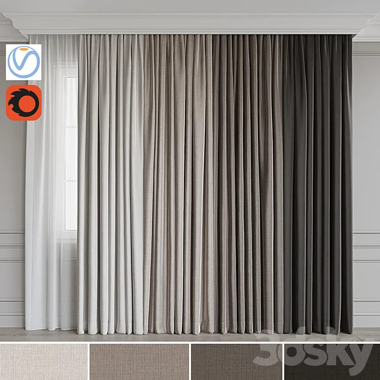 Set of curtains 72 3DS Max