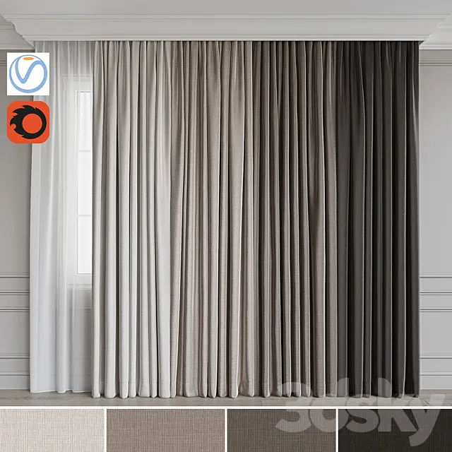 Set of curtains 72 3DSMax File