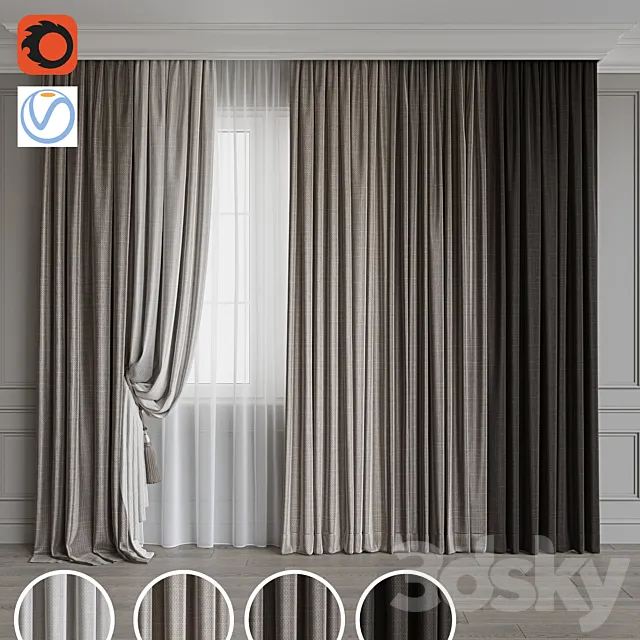 Set of curtains 88 3DS Max Model