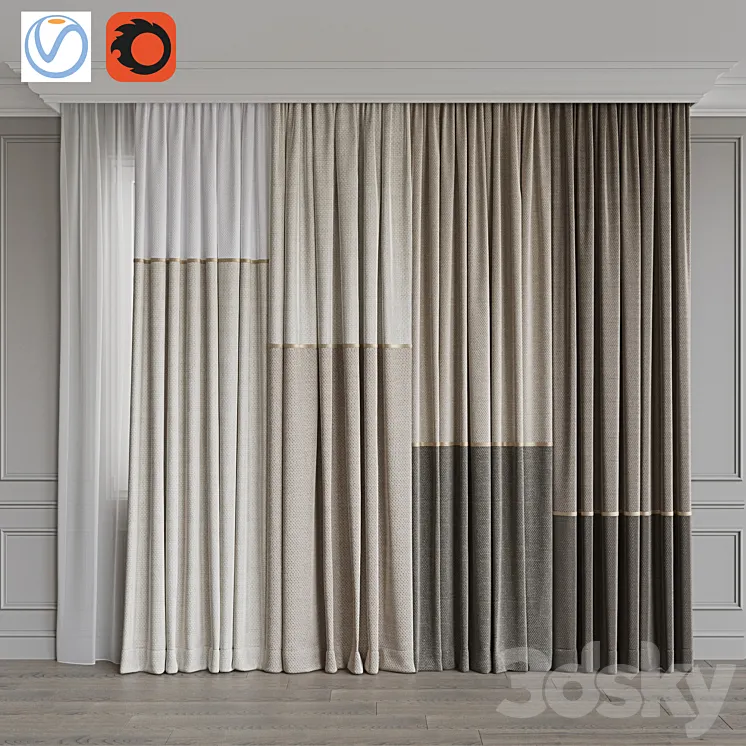 Set of curtains 92 3DS Max