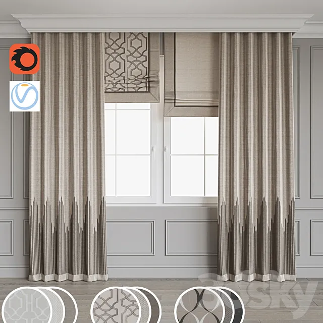 Set of curtains 93 3ds Max