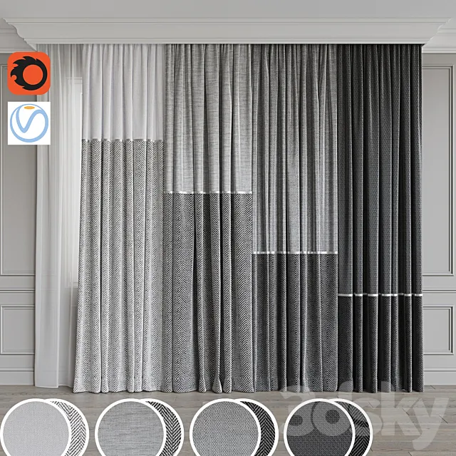 Set of curtains 95 3DS Max Model