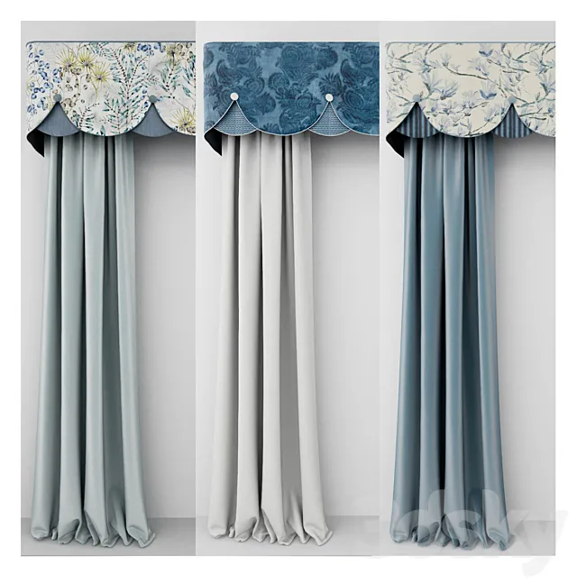 Set of Curtains Designers Guild with Lambrequin 3DSMax File