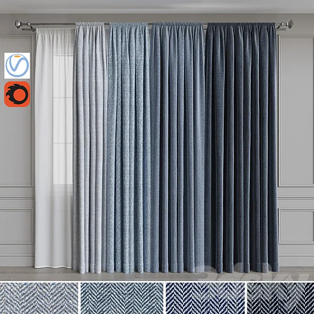 Set of curtains on the eaves 22. Blue gamma 3ds Max