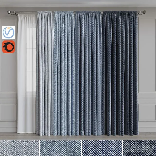 Set of curtains on the eaves 22. Blue gamma 3dsMax Model