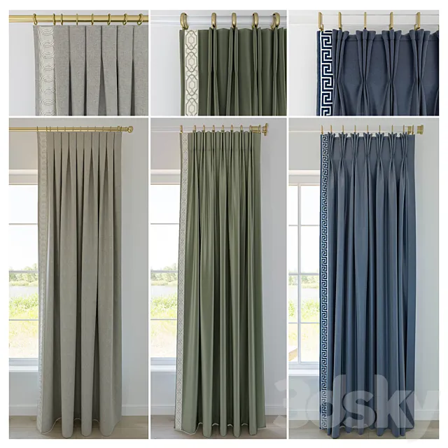 Set of curtains with decorative trim 3DSMax File