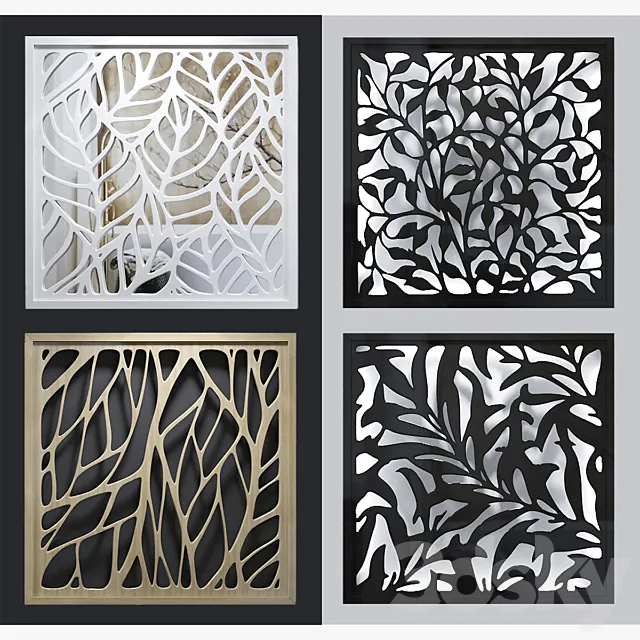 Set of decorative panels_01 (4pcs 3c.) 3DS Max Model