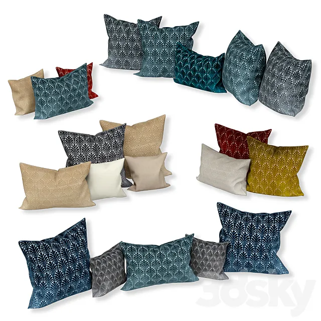 Set of decorative sofa cushions (Set 042). 3DSMax File