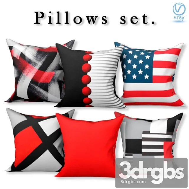 Set of decorative sofa cushions set 070 3dsmax Download