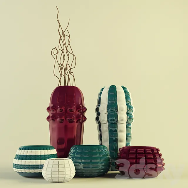 Set of decorative vases 3DSMax File