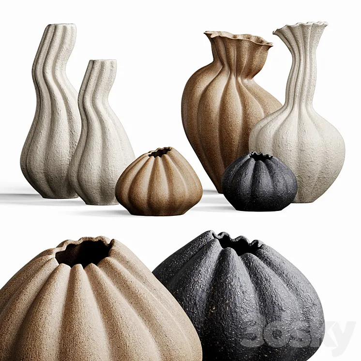 Set of decorative vases MALENE KNUDSEN 3DS Max Model