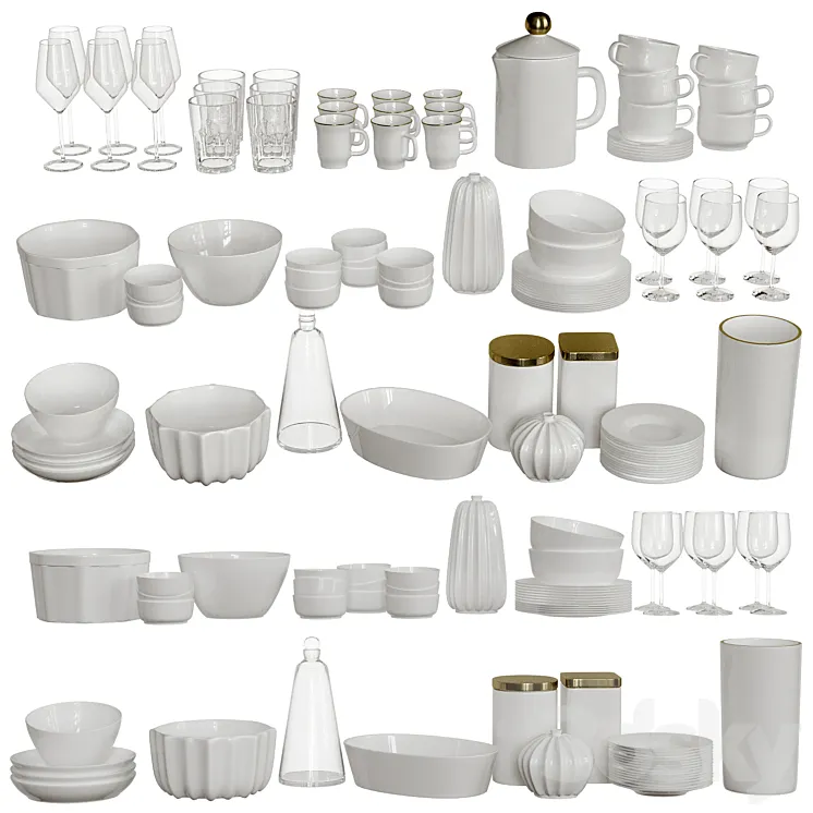 Set of dishes 3DS Max